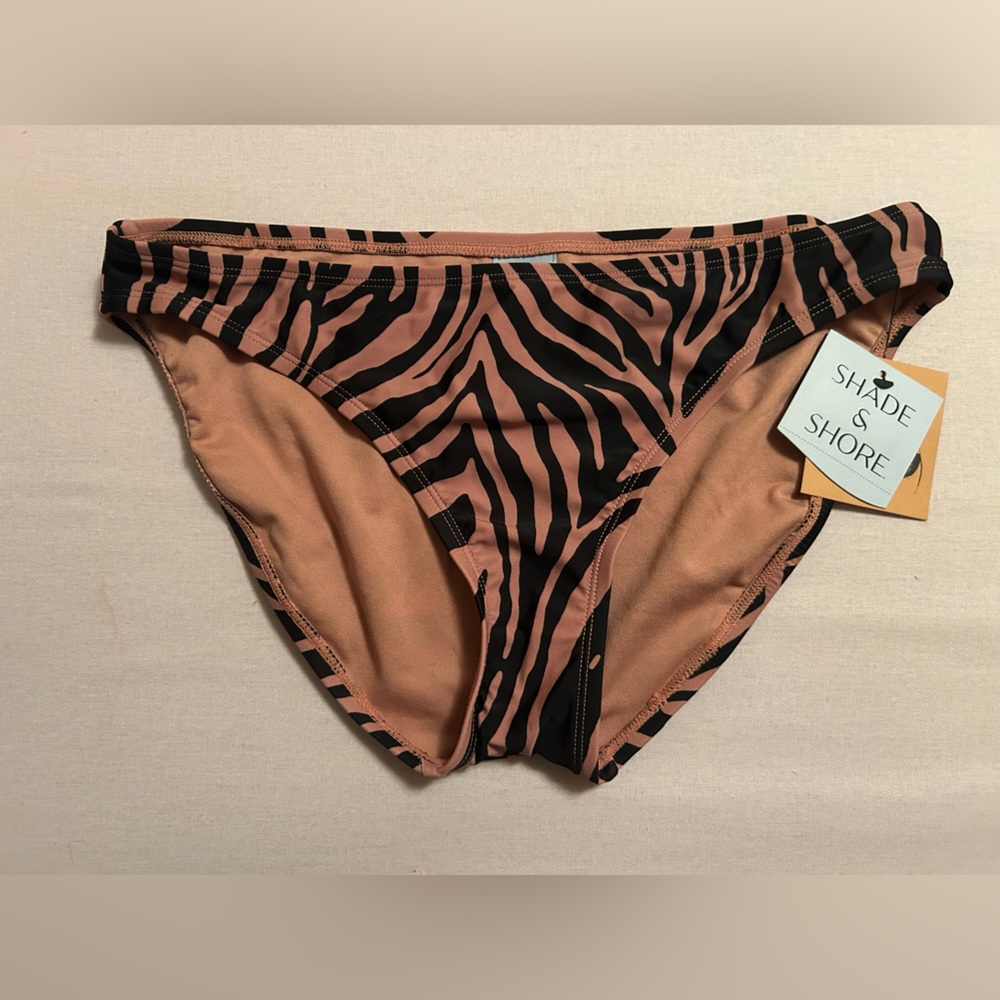 Shade & Shore Zebra Print Bikini Bottoms M | Pink Black Animal Print | Mix & Mat